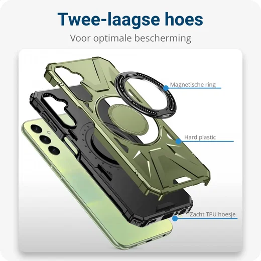 Samsung Galaxy A55 Hoesje MagSafe Magnetische Ring Stand Groen afbeelding 4