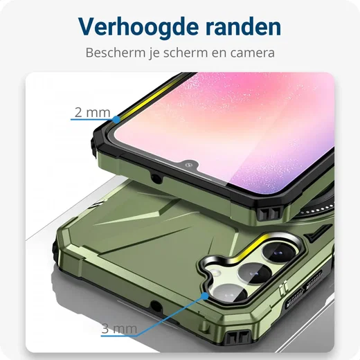 Samsung Galaxy A55 Hoesje MagSafe Magnetische Ring Stand Groen afbeelding 5