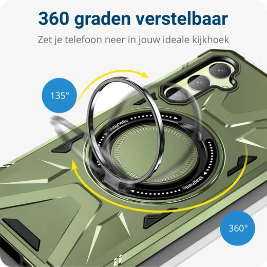 Samsung Galaxy A55 Hoesje MagSafe Magnetische Ring Stand Groen afbeelding 3