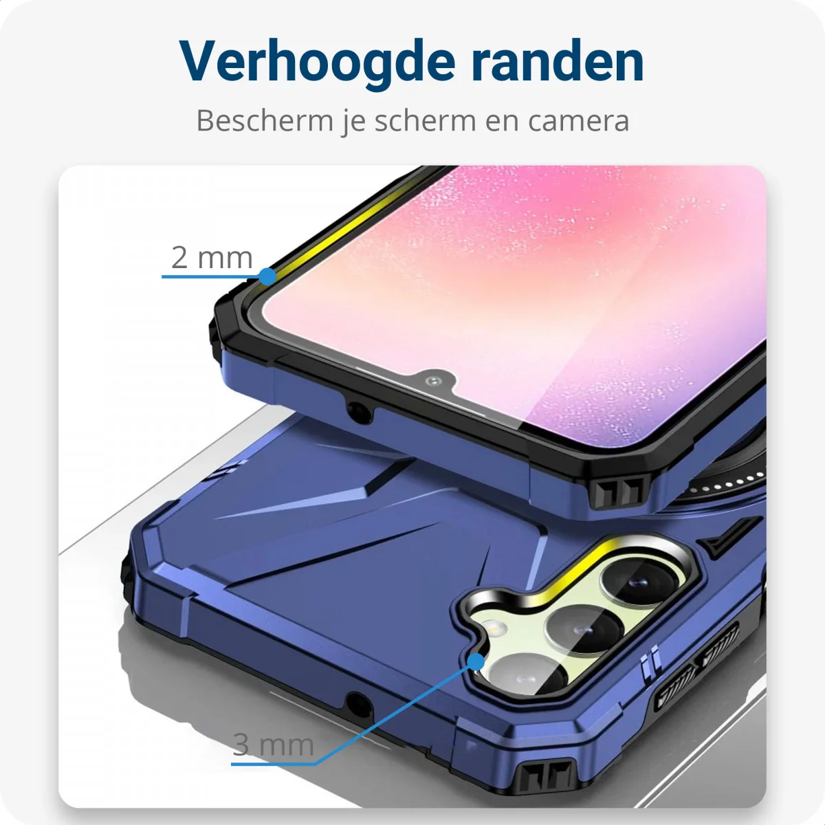 Samsung Galaxy A55 Hoesje MagSafe Magnetische Ring Stand Blauw afbeelding 5