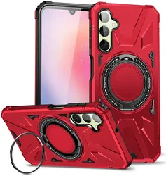 Samsung Galaxy A55 Hoesje MagSafe Magnetische Ring Stand Rood afbeelding