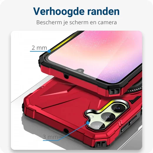 Samsung Galaxy A55 Hoesje MagSafe Magnetische Ring Stand Rood afbeelding 5
