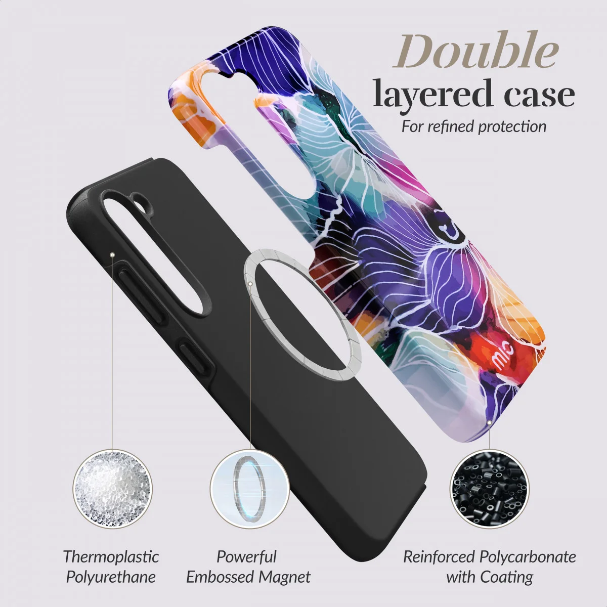 MIO MagSafe Samsung Galaxy A54 Hoesje Hard Shell Cover Flowers afbeelding 4