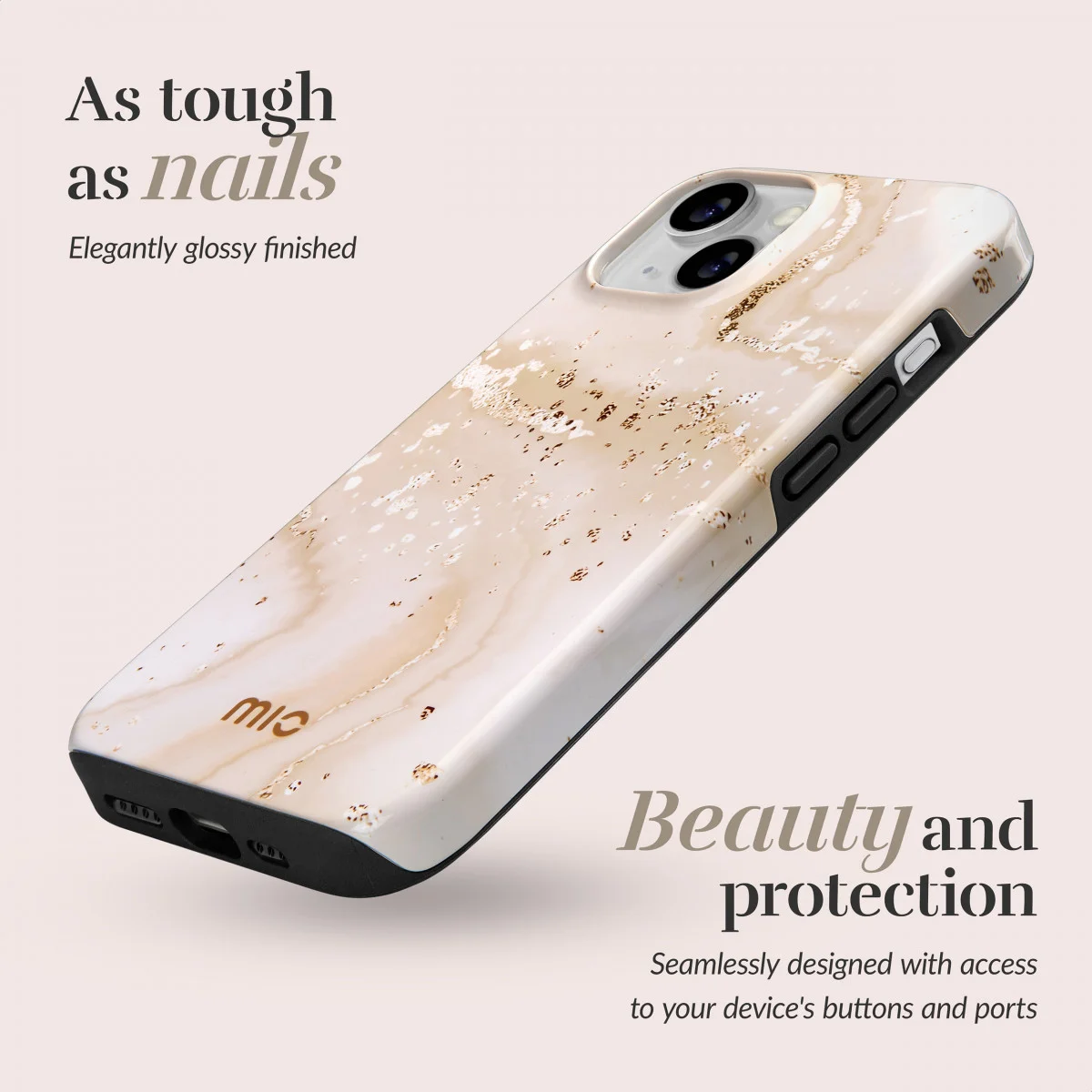 MIO MagSafe Apple iPhone 12 / 12 Pro Hoesje Back Cover Gold Marble afbeelding 3