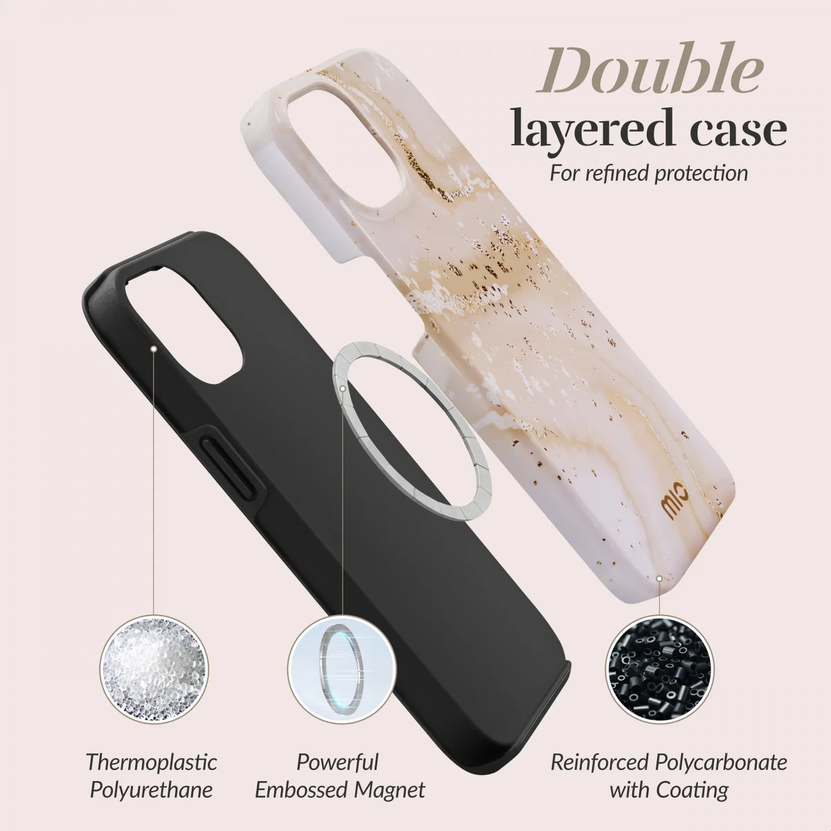 MIO MagSafe Apple iPhone 12 / 12 Pro Hoesje Back Cover Gold Marble afbeelding 4