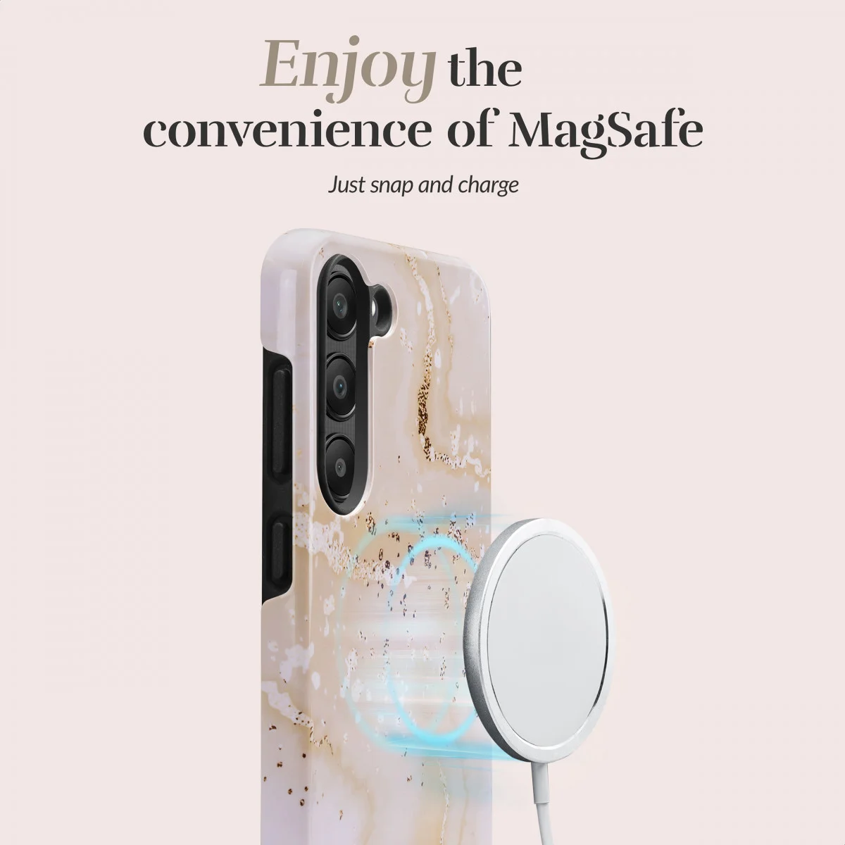 MIO MagSafe Samsung Galaxy S23 Hoesje Hard Shell Cover Gold Marble afbeelding 6