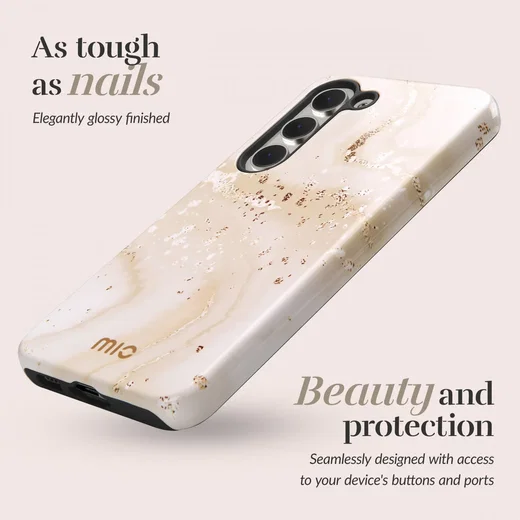 MIO MagSafe Samsung Galaxy S23 Hoesje Hard Shell Cover Gold Marble afbeelding 3