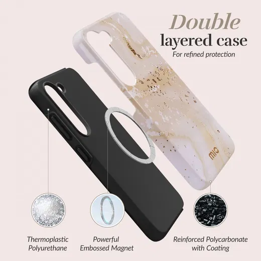 MIO MagSafe Samsung Galaxy S24 Plus Hoesje Hard Shell Gold Marble afbeelding 4