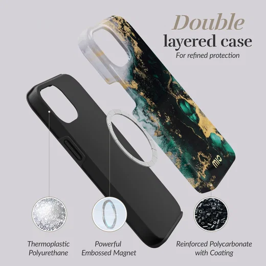 MIO MagSafe Apple iPhone 15 / 14 / 13 Hoesje Back Cover Green Marble afbeelding 4