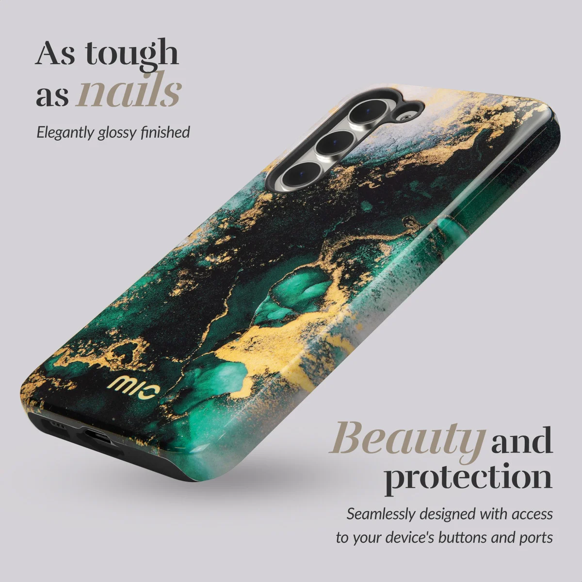 MIO MagSafe Samsung Galaxy A55 Hoesje Hard Shell Back Cover Green Marble afbeelding 3