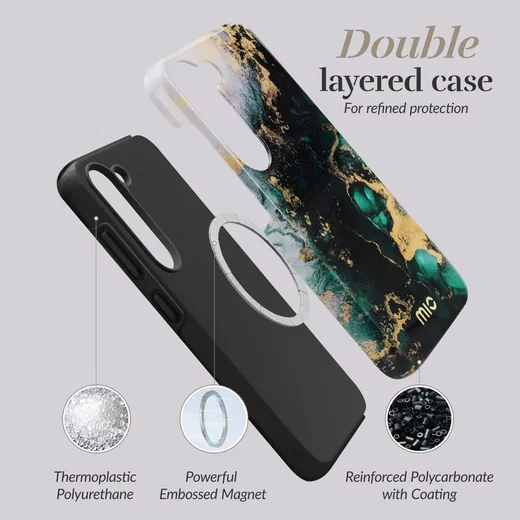 MIO MagSafe Samsung Galaxy A55 Hoesje Hard Shell Back Cover Green Marble afbeelding 4