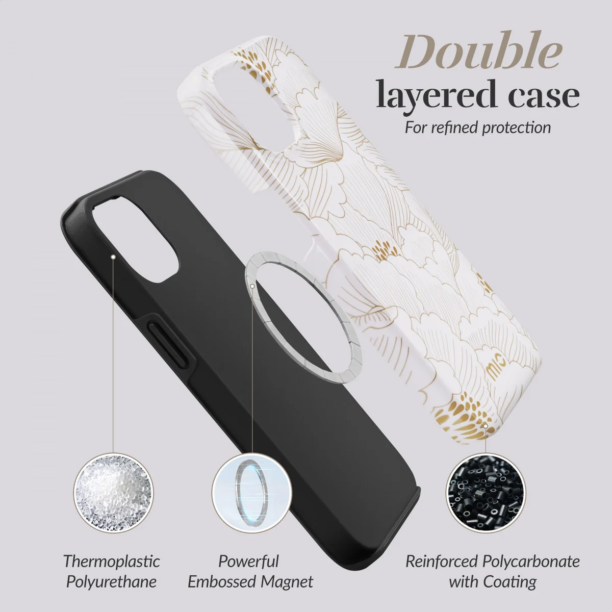 MIO MagSafe Apple iPhone 15 / 14 / 13 Hoesje Back Cover White Roses afbeelding 4