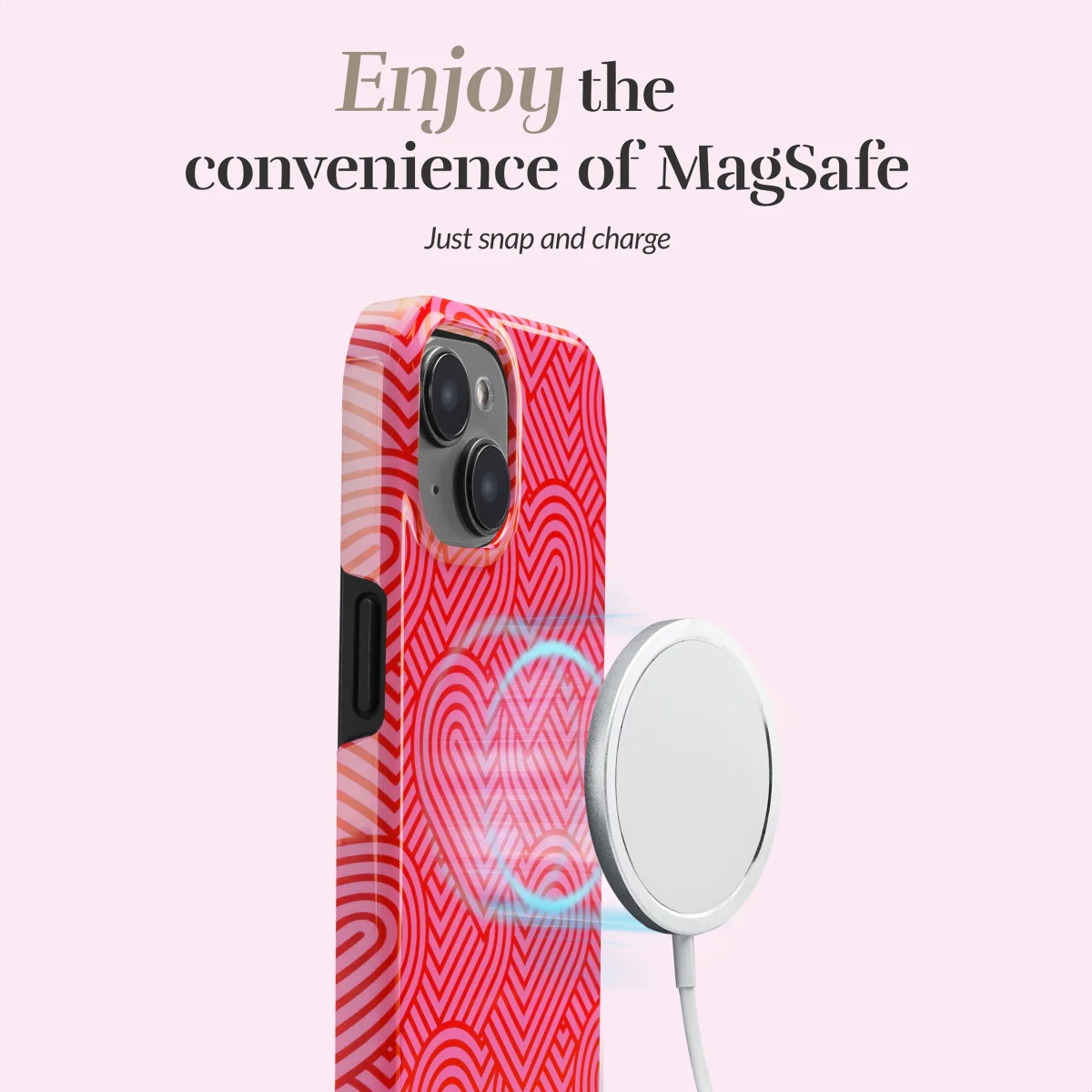 MIO MagSafe Apple iPhone 15 / 14 / 13 Hoesje Back Cover Wild Hearts afbeelding 6