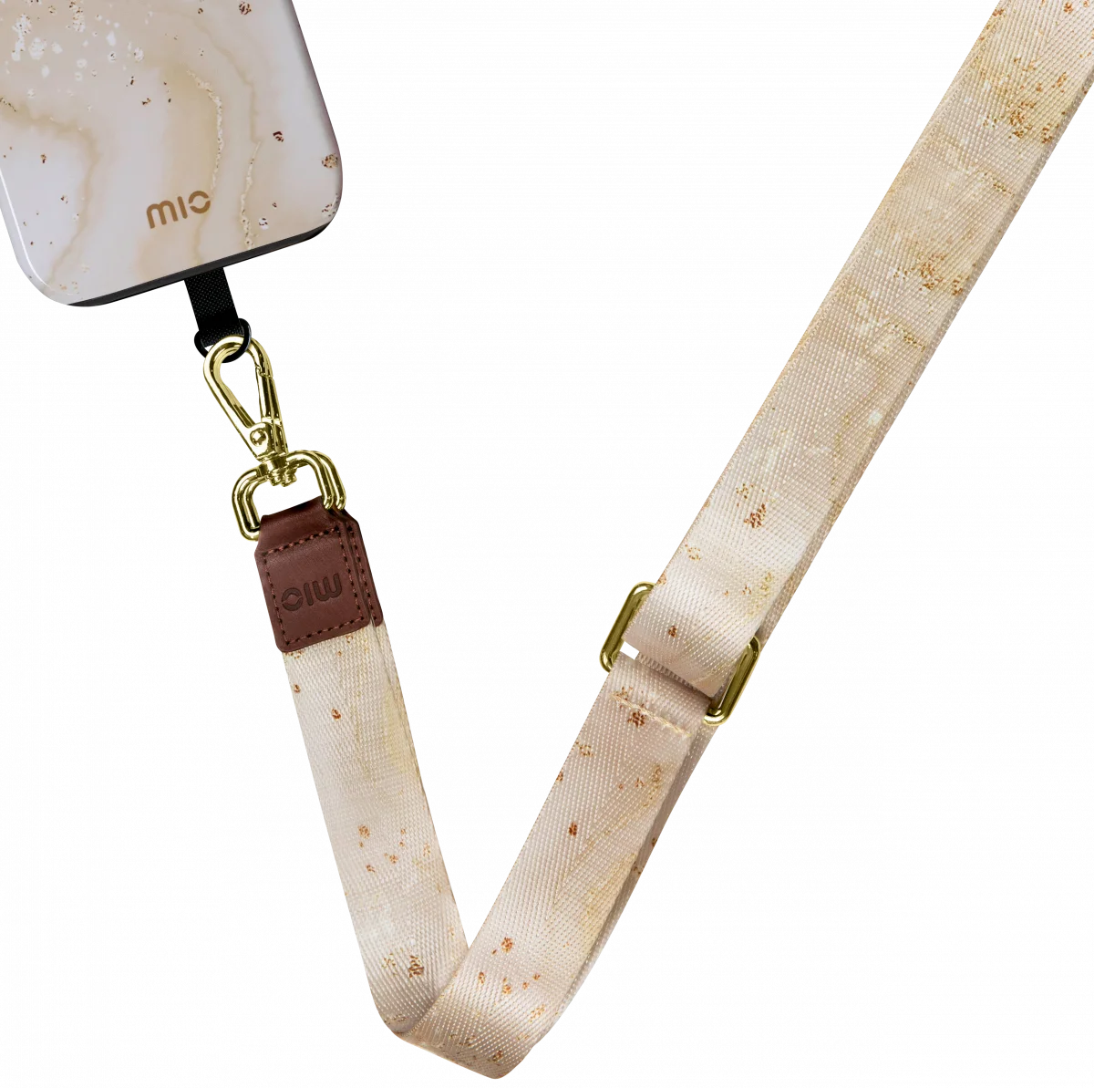 MIO Lanyard Universeel Nylon Telefoonkoord / Telefoonketting Gold Marble afbeelding 1