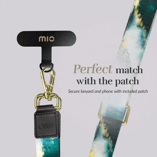 MIO Lanyard Universeel Nylon Telefoonkoord / Telefoonketting Green Marble afbeelding 4