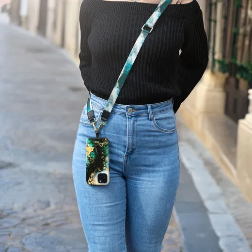 MIO Lanyard Universeel Nylon Telefoonkoord / Telefoonketting Green Marble afbeelding 2