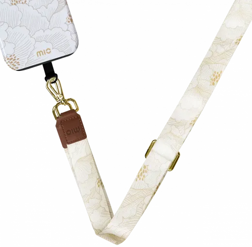 MIO Lanyard Universeel Nylon Telefoonkoord / Telefoonketting White Roses afbeelding 1