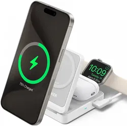 Anker MagGo Fold (15W) 3-in-1 Qi2 / MagSafe Draadloos Oplaadstation Wit afbeelding