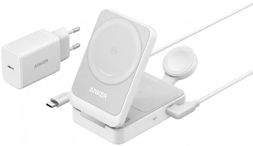 Anker MagGo Fold (15W) 3-in-1 Qi2 / MagSafe Draadloos Oplaadstation Wit afbeelding 2