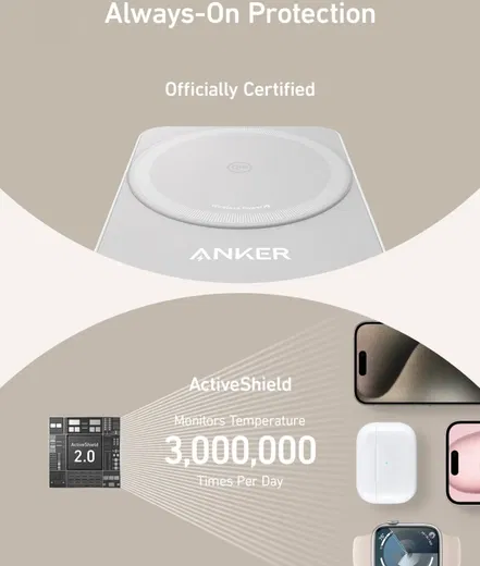 Anker MagGo Fold (15W) 3-in-1 Qi2 / MagSafe Draadloos Oplaadstation Wit afbeelding 7