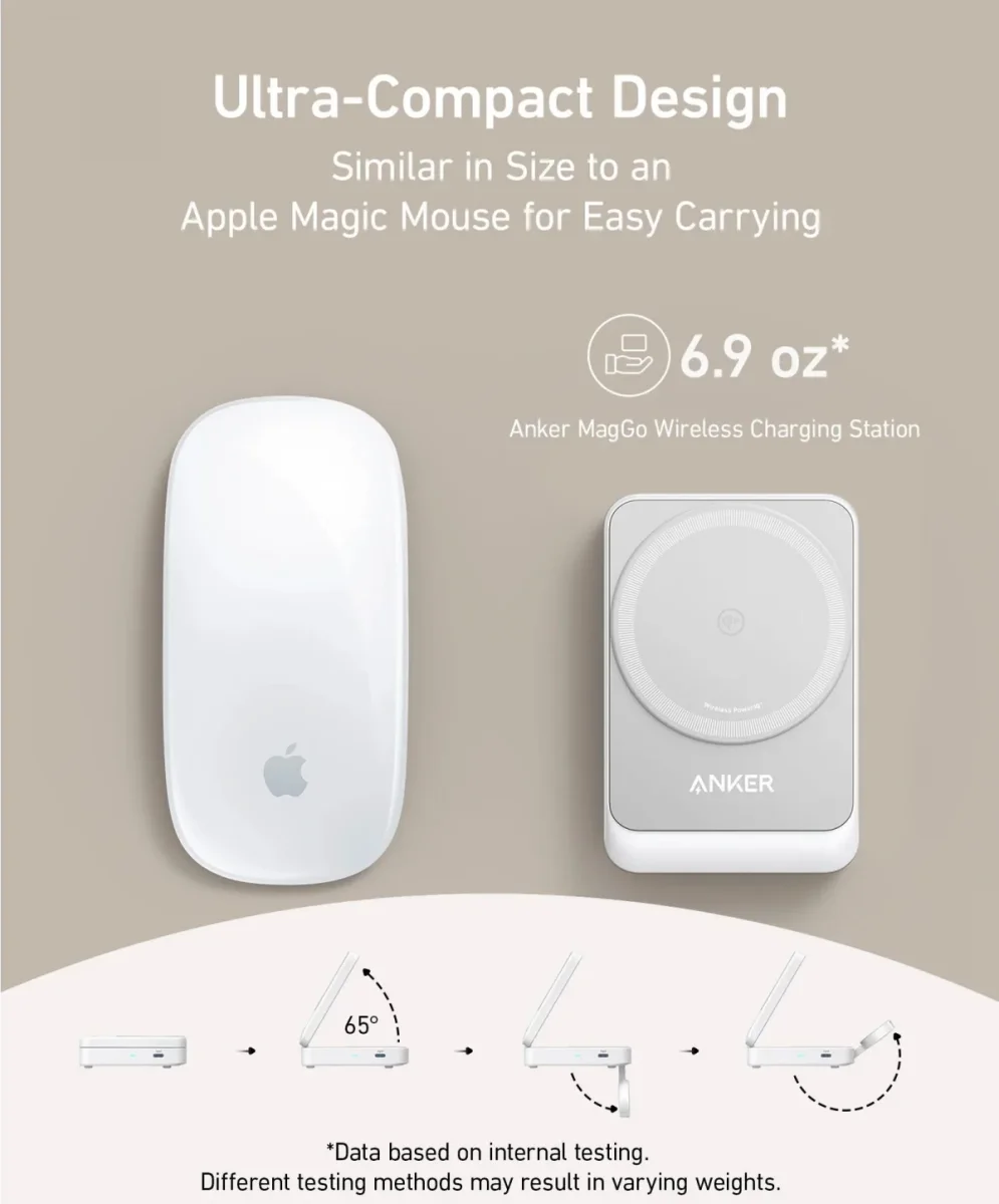 Anker MagGo Fold (15W) 3-in-1 Qi2 / MagSafe Draadloos Oplaadstation Wit afbeelding 8