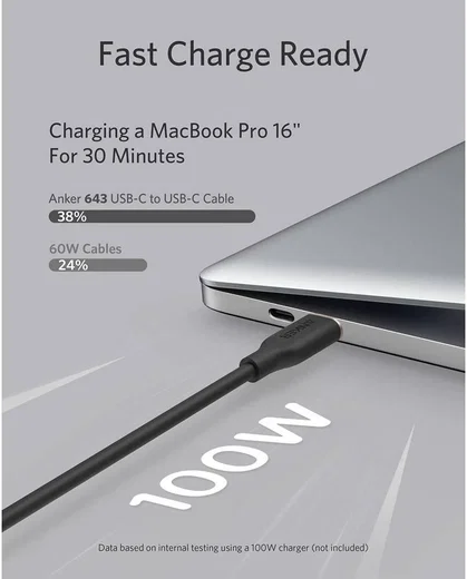 Anker 643 PowerLine III Flow (100W) USB-C Siliconen Kabel PD 0.9M Zwart afbeelding 2