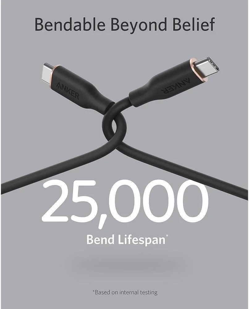 Anker 643 PowerLine III Flow (100W) USB-C Siliconen Kabel PD 0.9M Zwart afbeelding 3