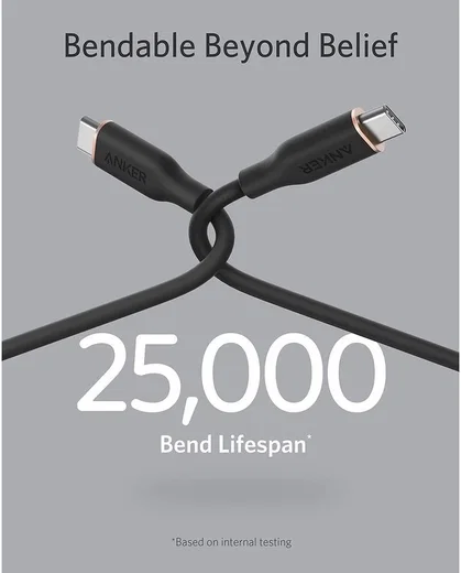 Anker 643 PowerLine III Flow (100W) USB-C Siliconen Kabel PD 0.9M Zwart afbeelding 3