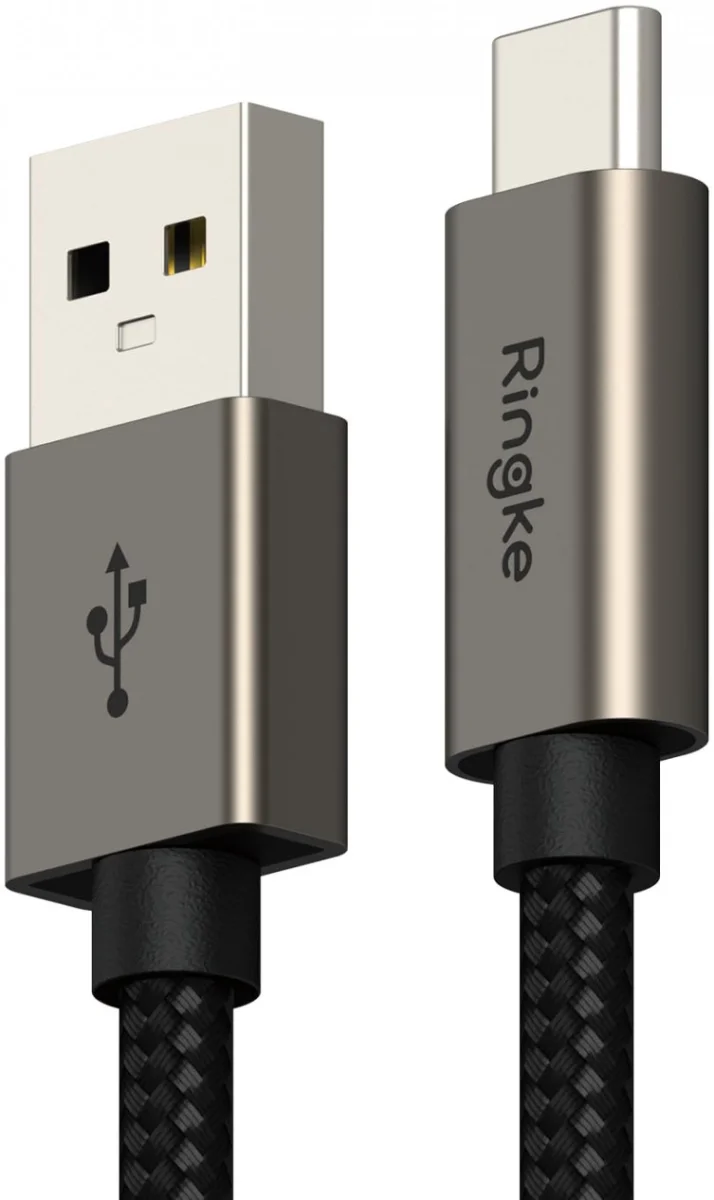 Ringke 3A Fast Charging Basic USB-A naar USB-C Kabel 60W 2M Zwart afbeelding 1