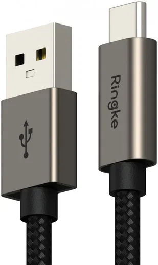 Ringke 3A Fast Charging Basic USB-A naar USB-C Kabel 60W 2M Zwart afbeelding 1