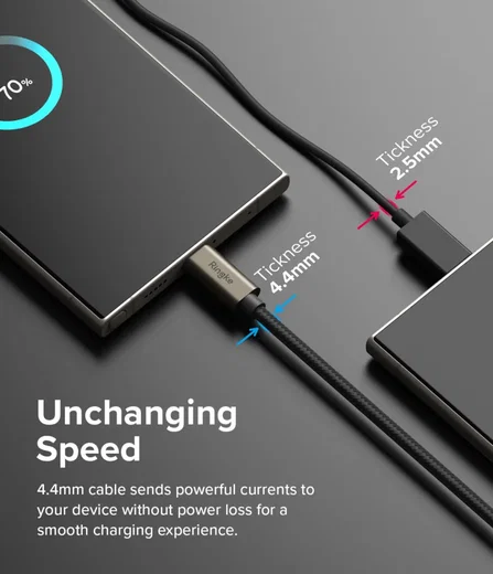 Ringke 3A Fast Charging Basic USB-A naar USB-C Kabel 60W 2M Zwart afbeelding 4