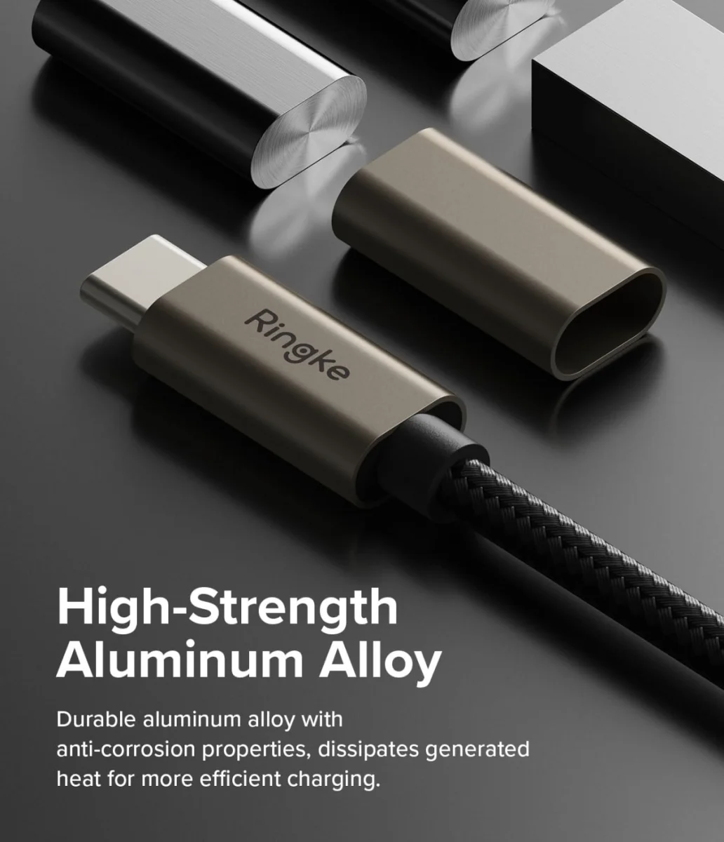 Ringke 3A Fast Charging Basic USB-A naar USB-C Kabel 60W 2M Zwart afbeelding 5