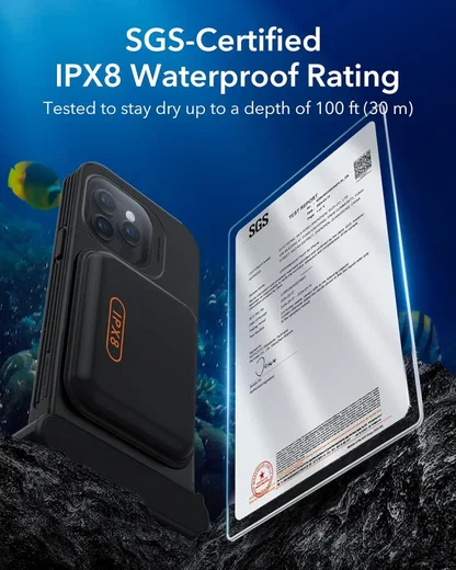 ESR iPhone 14 Pro Max / 15 Pro Max Waterdicht Hoesje IPX8 Waterproof Zwart afbeelding 6