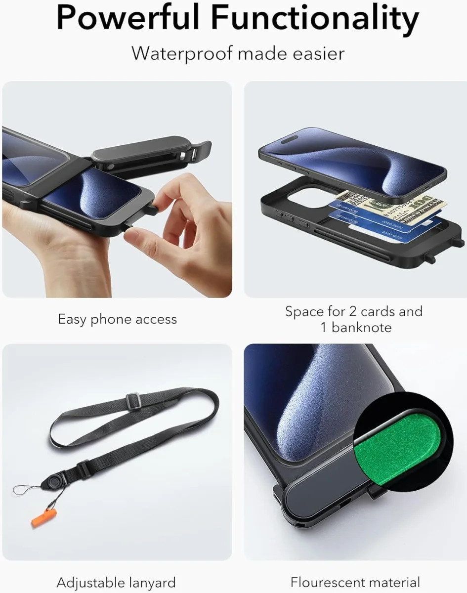 ESR iPhone 14 Pro Max / 15 Pro Max Waterdicht Hoesje IPX8 Waterproof Zwart afbeelding 8