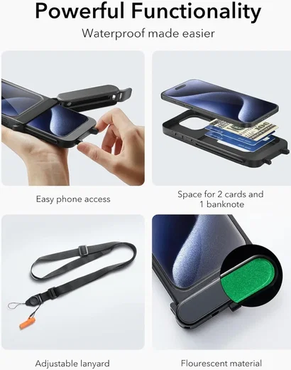 ESR iPhone 14 Pro Max / 15 Pro Max Waterdicht Hoesje IPX8 Waterproof Zwart afbeelding 8