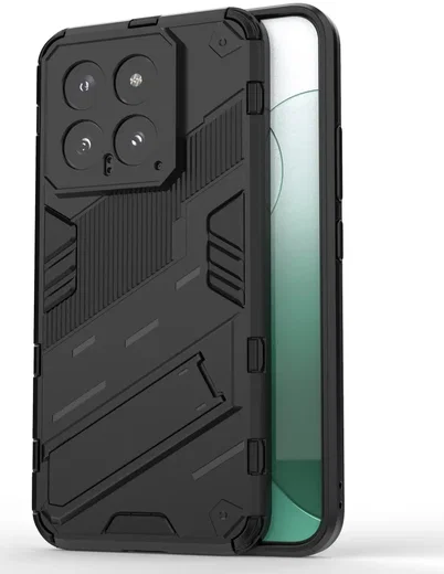 Xiaomi 14 Hoesje Shockproof Kickstand Back Cover Zwart afbeelding 1