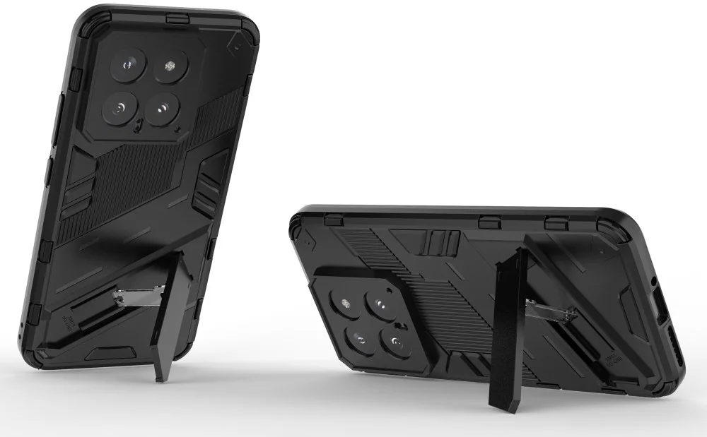 Xiaomi 14 Hoesje Shockproof Kickstand Back Cover Zwart afbeelding 2