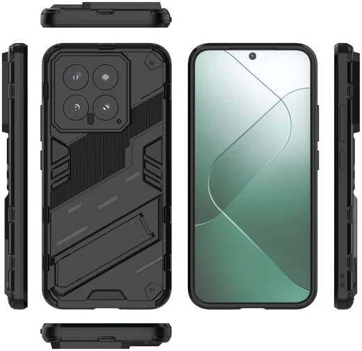 Xiaomi 14 Hoesje Shockproof Kickstand Back Cover Zwart afbeelding 4