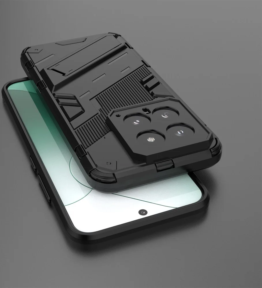 Xiaomi 14 Hoesje Shockproof Kickstand Back Cover Zwart afbeelding 5
