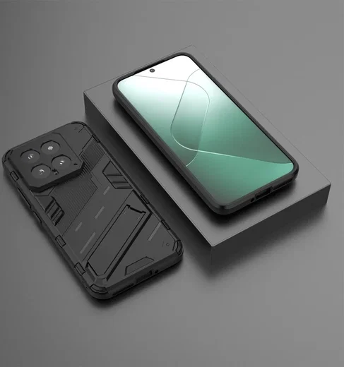 Xiaomi 14 Hoesje Shockproof Kickstand Back Cover Zwart afbeelding 6