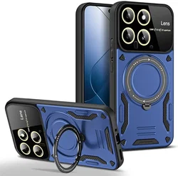 Xiaomi 14 Hoesje met Magnetische Kickstand Ring Blauw afbeelding