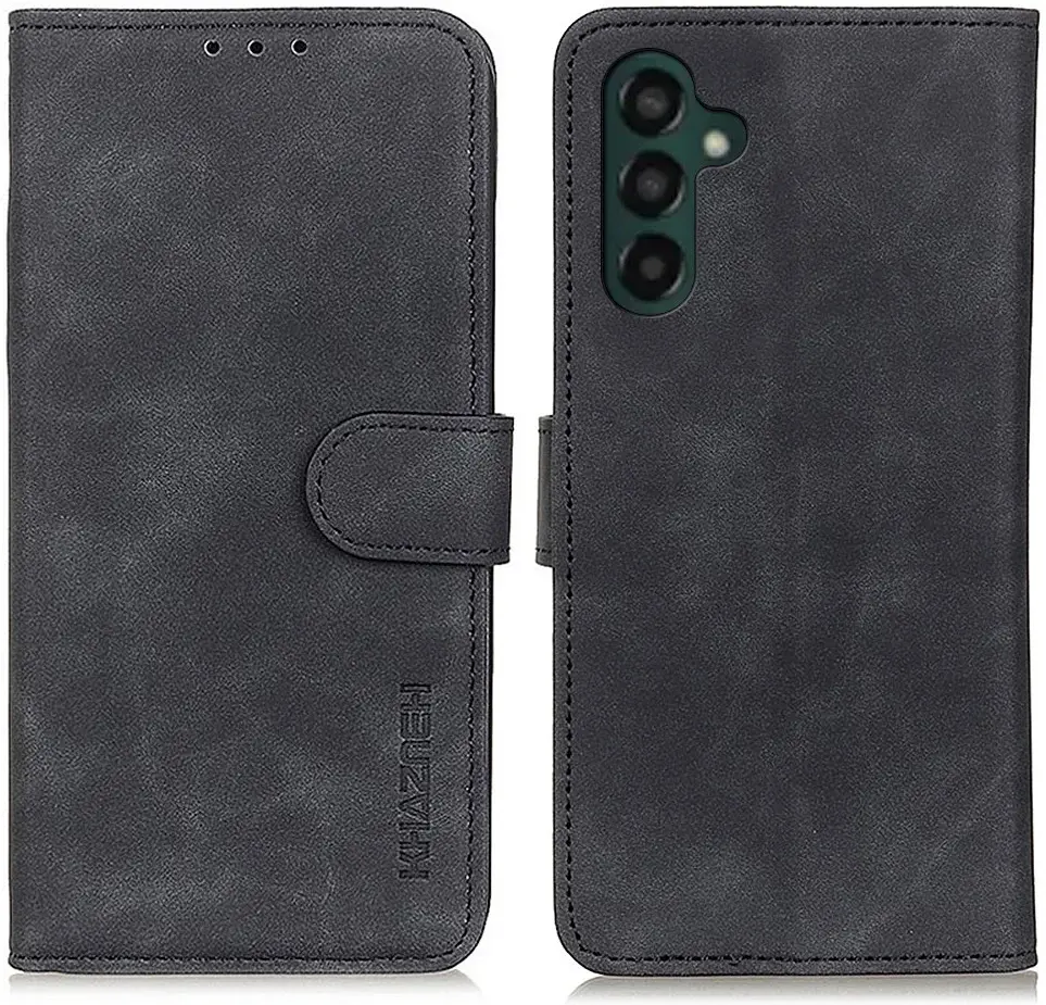 KHAZNEH Samsung Galaxy A55 Hoesje Retro Wallet Book Case Zwart afbeelding 2