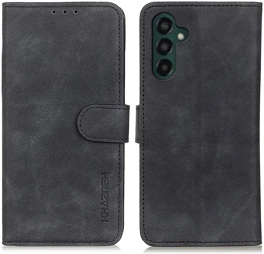 KHAZNEH Samsung Galaxy A55 Hoesje Retro Wallet Book Case Zwart afbeelding 2