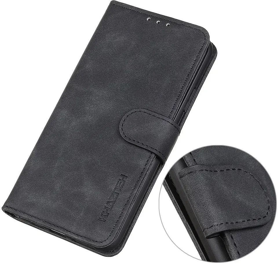 KHAZNEH Samsung Galaxy A55 Hoesje Retro Wallet Book Case Zwart afbeelding 4