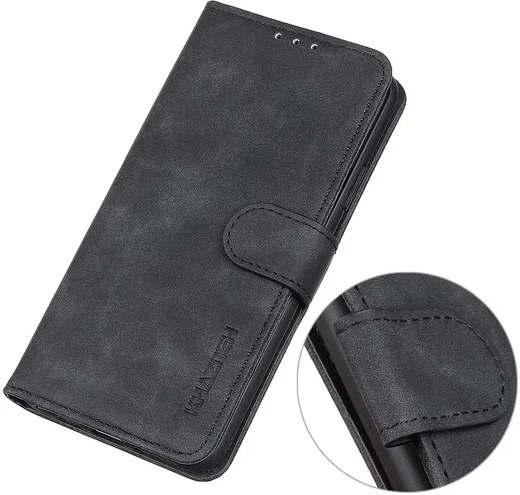 KHAZNEH Samsung Galaxy A55 Hoesje Retro Wallet Book Case Zwart afbeelding 4