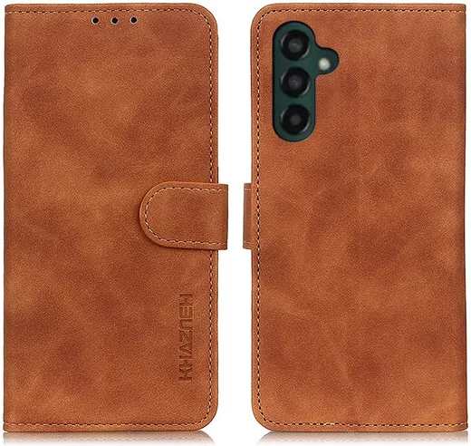 KHAZNEH Samsung Galaxy A55 Hoesje Retro Wallet Book Case Bruin afbeelding 2