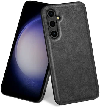 Samsung Galaxy A55 Hoesje met Kunstleer Coating Back Cover Zwart