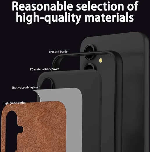 Samsung Galaxy A55 Hoesje met Kunstleer Coating Back Cover Zwart afbeelding 5