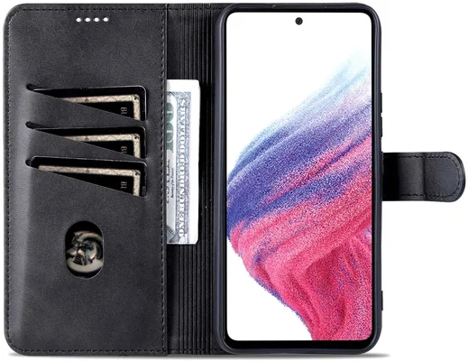 AZNS Samsung Galaxy A55 Hoesje Wallet Book Case Kunstleer Zwart afbeelding 1