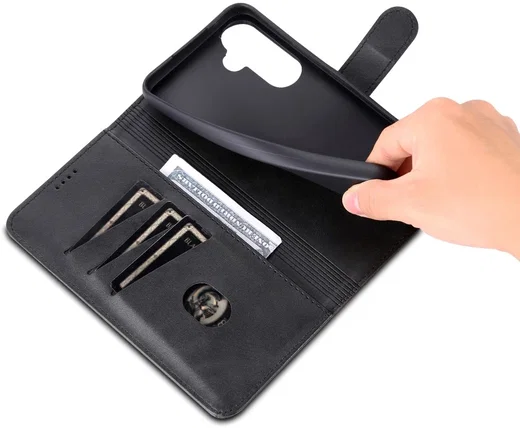 AZNS Samsung Galaxy A55 Hoesje Wallet Book Case Kunstleer Zwart afbeelding 6
